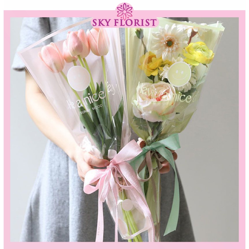 

50 Lembar Kertas Pembungkus Buket Satu Bunga Mawar Cellophane Tangkai Single Rose SF28