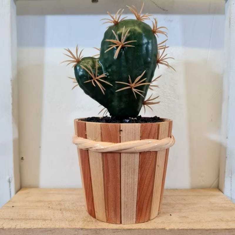 Kaktus Koboi Artificial Mini Pot Kayu