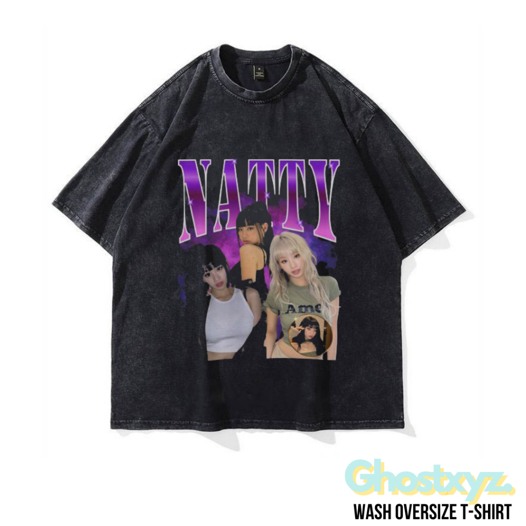 Ghostxyz T-Shirt Kiss Of Life Natty Wash Oversize Vintage Tee Baju Kaos