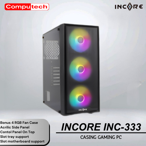 INCORE Casing Gaming TERRA INC-333 | PC Gaming Case Kaca Aquarium Glass RGB