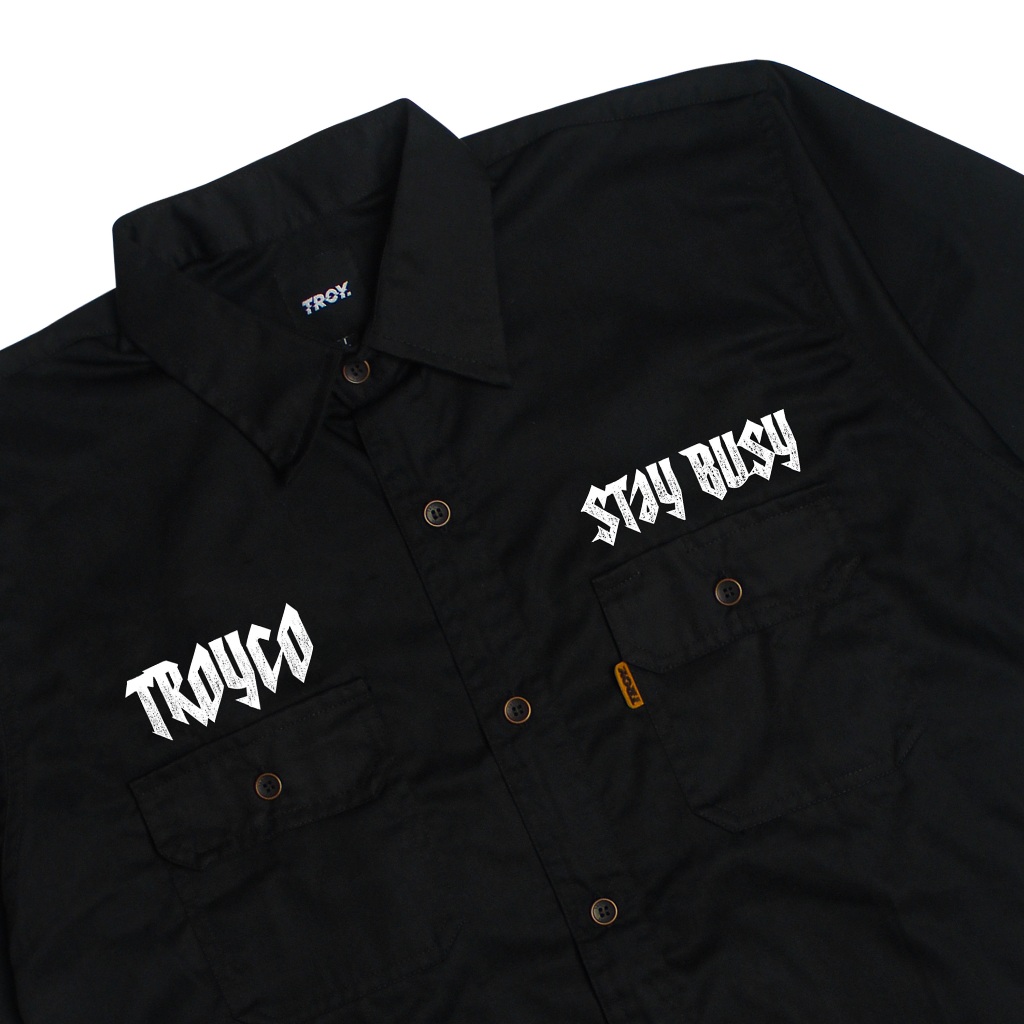 Troy Company Work Shirt Workwear Black Panther - Kemeja Kerja Workshirt Hitam WSP 2979