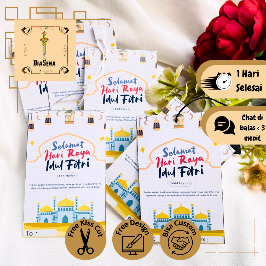

Diasena Sticker Hangtag Custom Ucapan Selamat Lebaran Idul Fitri Free Desain Hampers Murah
