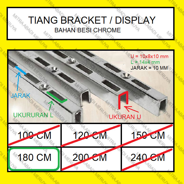 Tiang Bracket 180 cm Rel Bracket Tiang Rel Breket Display