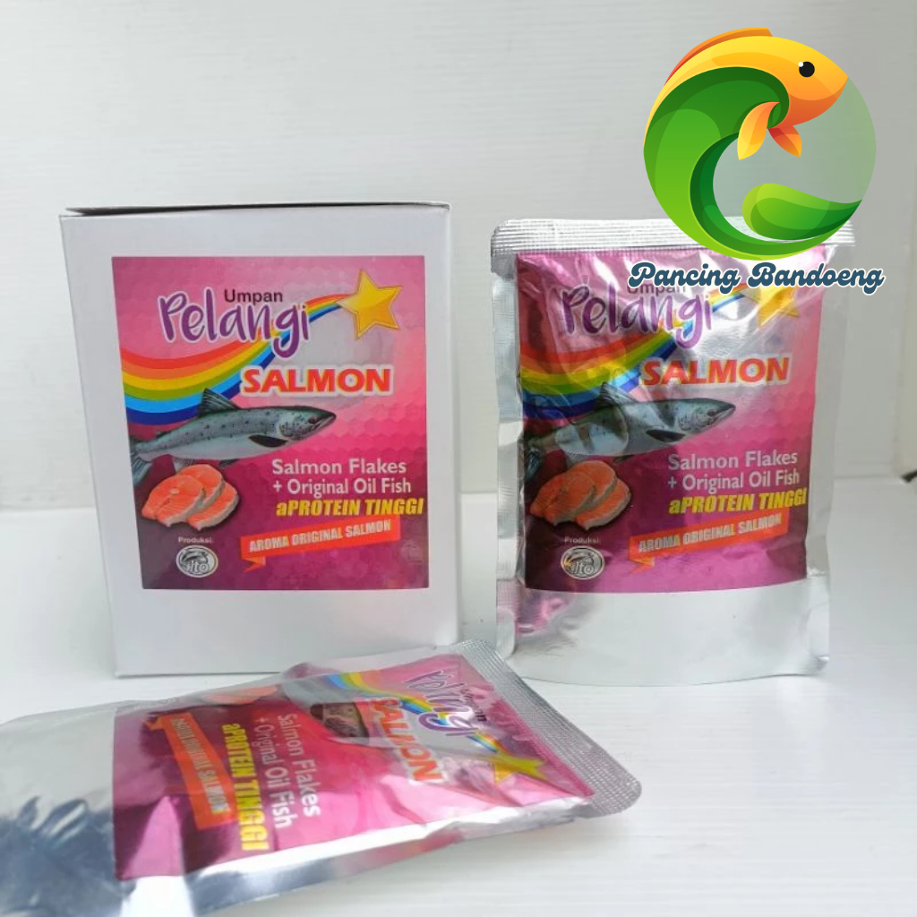 Umpan Pancing Amisan Djempol Pelangi Ikan Salmon - Flakes + Oil Protein Tinggi
