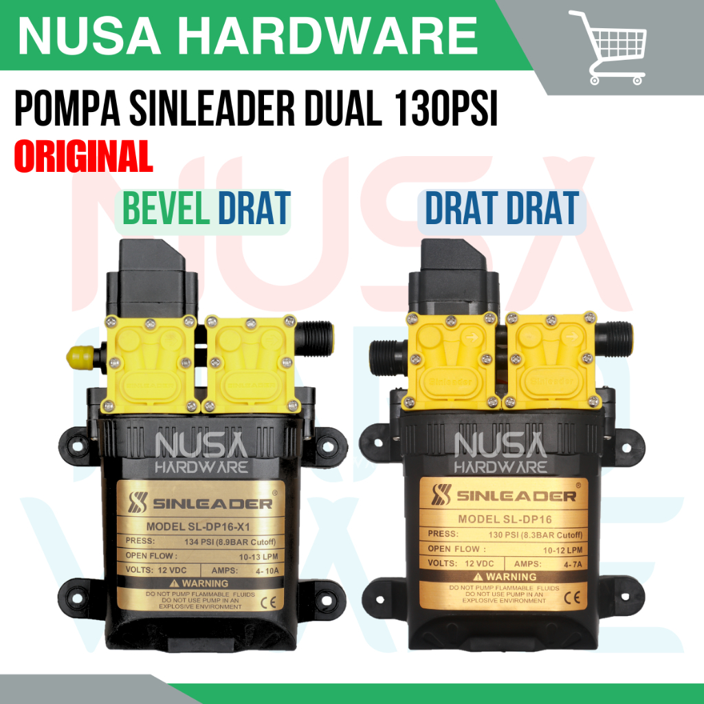 Pompa Air DC 12V Sinleader Dual Pump Original 130Psi Type Socket Drat - Dinamo Sprayer High Pressure