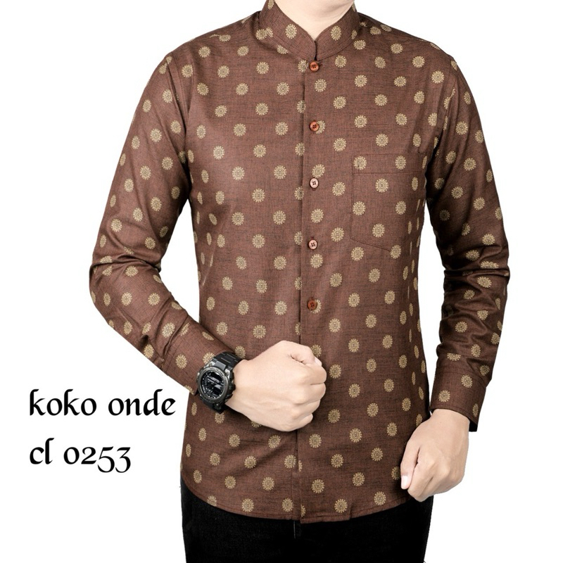 Batik koko mewah/kemeja kerah shanghai (ada saku)