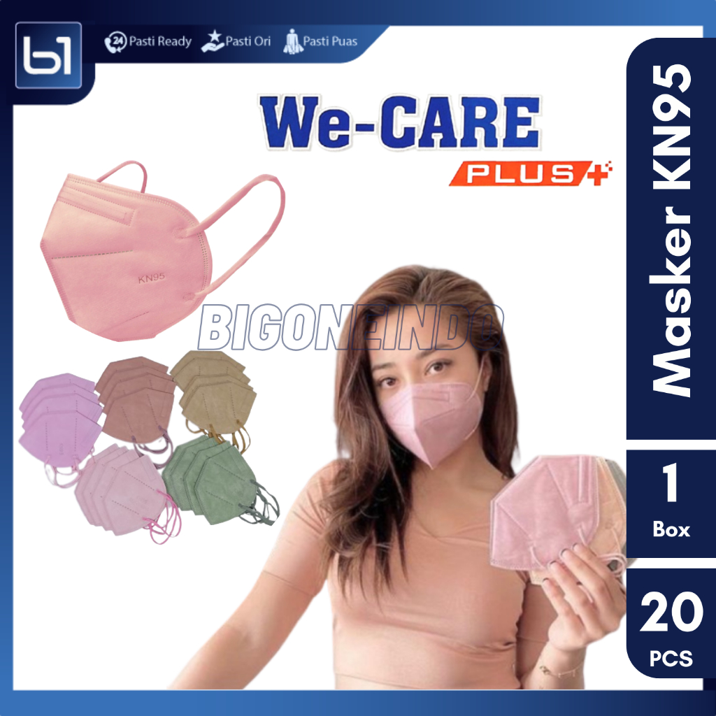 Masker KN95 6 Ply We Care Earloop, KN95 6 Lapis Warna Soft, Masker kesehatan Anti Virus, Debu, Polus