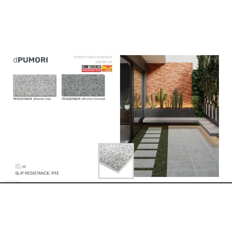 Roman Granit dPumori 60x30 structure surface lantai granit untuk outdoor garasi carport teras basah