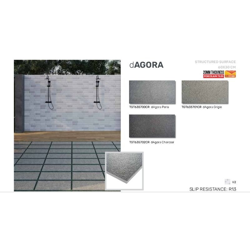 Roman Granit dAgora 60x30 structure surface matt granit lantai outdoor garasi carport teras basah
