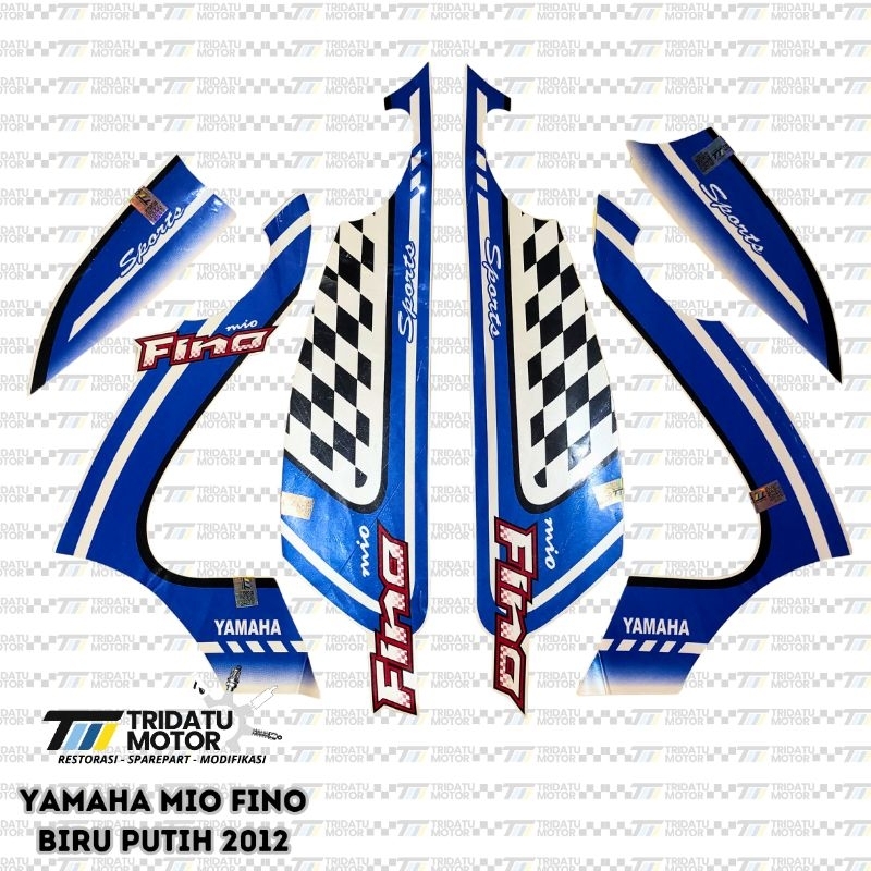 STRIPING YAMAHA MIO FINO BIRU PUTIH 2012 KARBU KUALITAS SAMA ORIGINAL STICKER LIS LIST DECAL FINO 20