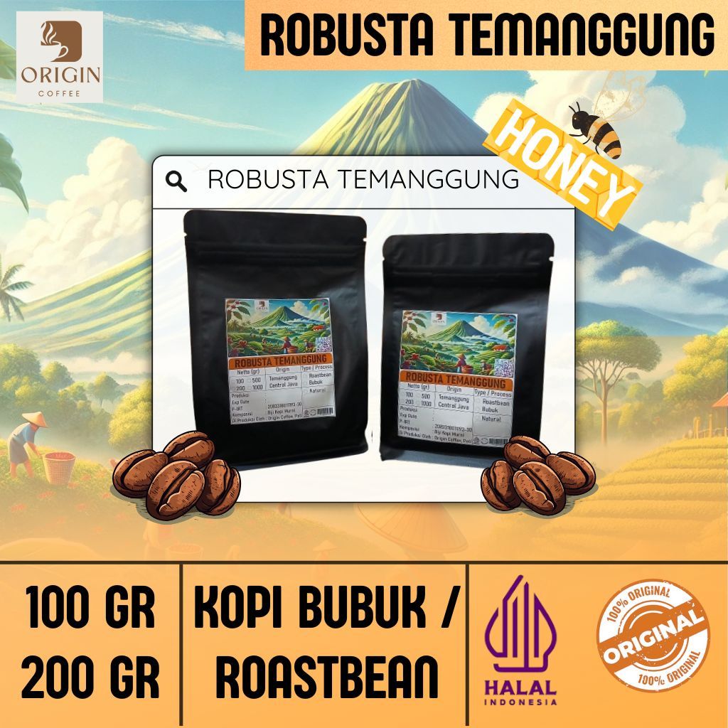 

Kopi Robusta Temanggung Honey Process | Fine Robusta Bubuk & Roastbean | Kopi Murni 100% Nikmat