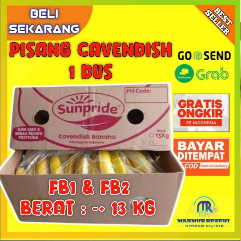 

Sunpride Cavendish Banana Pisang 1 Dus FB1 & FB2 13 Kg