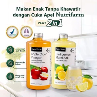 

CUKA APEL 500ml + SARI LEMON 500ml [PAKET 2 IN 1] ORIGINAL ORGANIK 500ML | APPLE CIDER VINEGAR