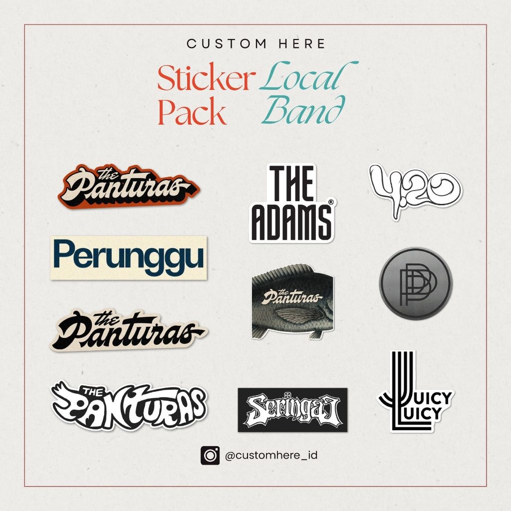 

[CUSTOM HERE ID] stiker pack lokal band sticker perunggu the panturas the adam juicy luicy seringai stiker helm