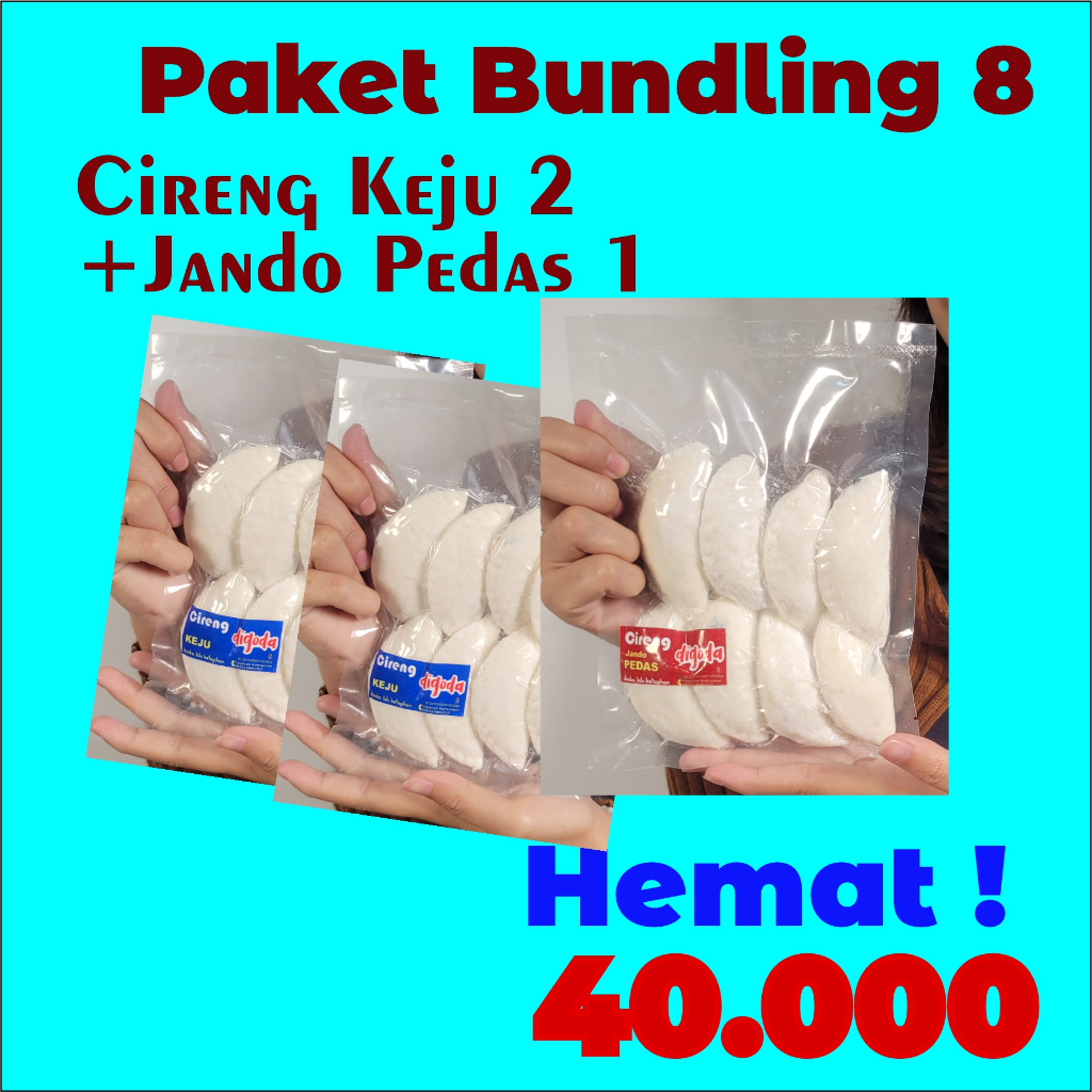 

[ Paket Bundling 8 ] 2 Cireng Keju + 1 Cireng Jando Pedas Kecil