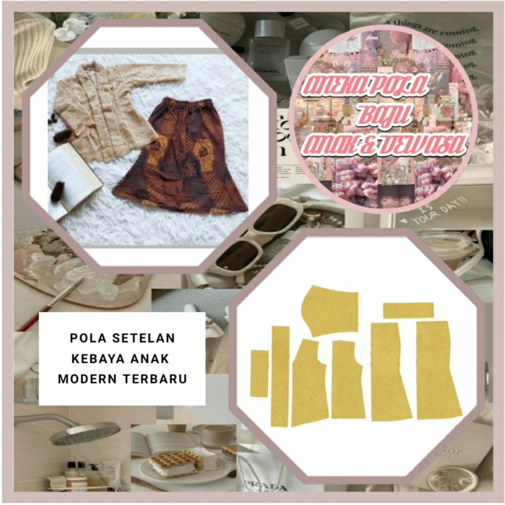 Pola Setelan Kebaya Anak Modern | Pola Instan Setelan Kebaya Anak Modern | Pola Jiplak |