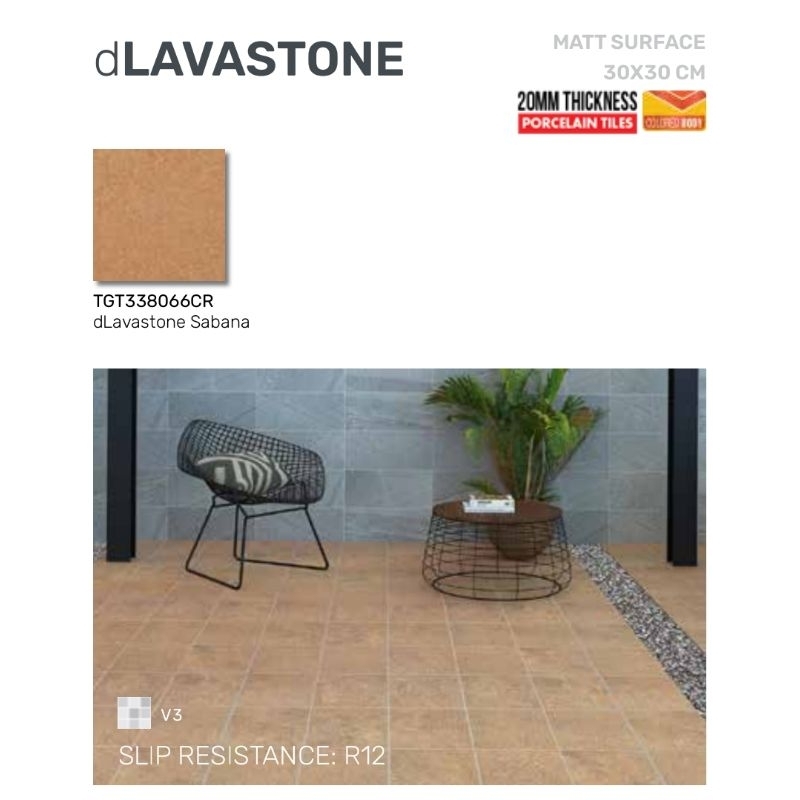 Roman Granit dLavastone 30x30 granit lantai carport teras basah garasi