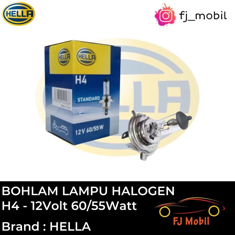 BOHLAM BOLA LAMPU DEPAN HALOGEN H4 12VOLT 60/55WATT - HELLA