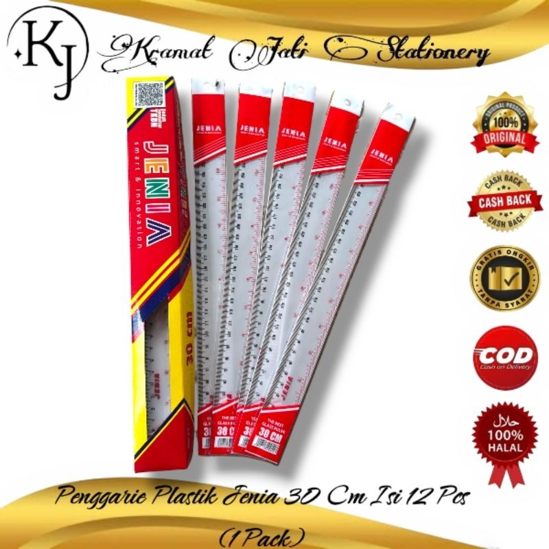 

Penggaris Plastik Jenia 30 cm Isi 12 Pcs (1 Pack)