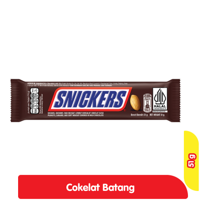 

Snickers Chocolate Kacang, Karamel dan nougat 51 g