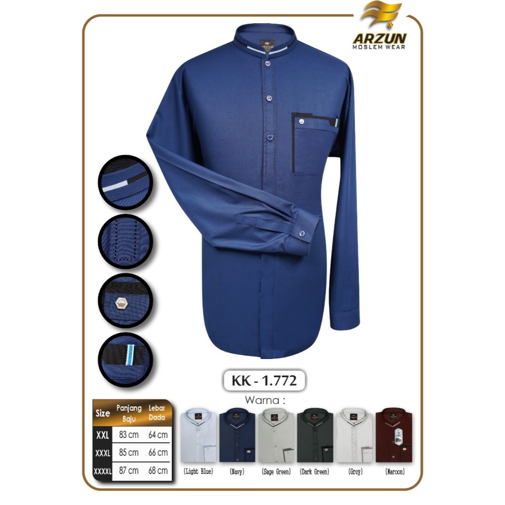 RB KOKO ARZUN SUPER PREMIUM / BAJU KOKO LENGAN PENDEK / BAJU KOKO PRIA DEWASA