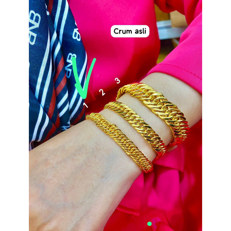 gelang rantai polos lapisan emas crum asli tahan air
