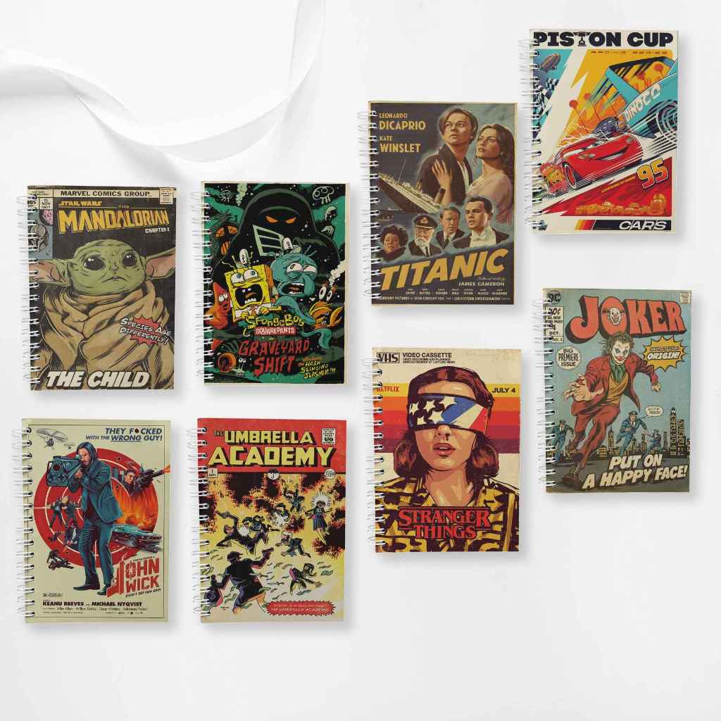 

Note Book Spiral Large (10 cm X 14 cm) Edisi Retro / Notebook A6 Custom / Seminar Kit Surabaya