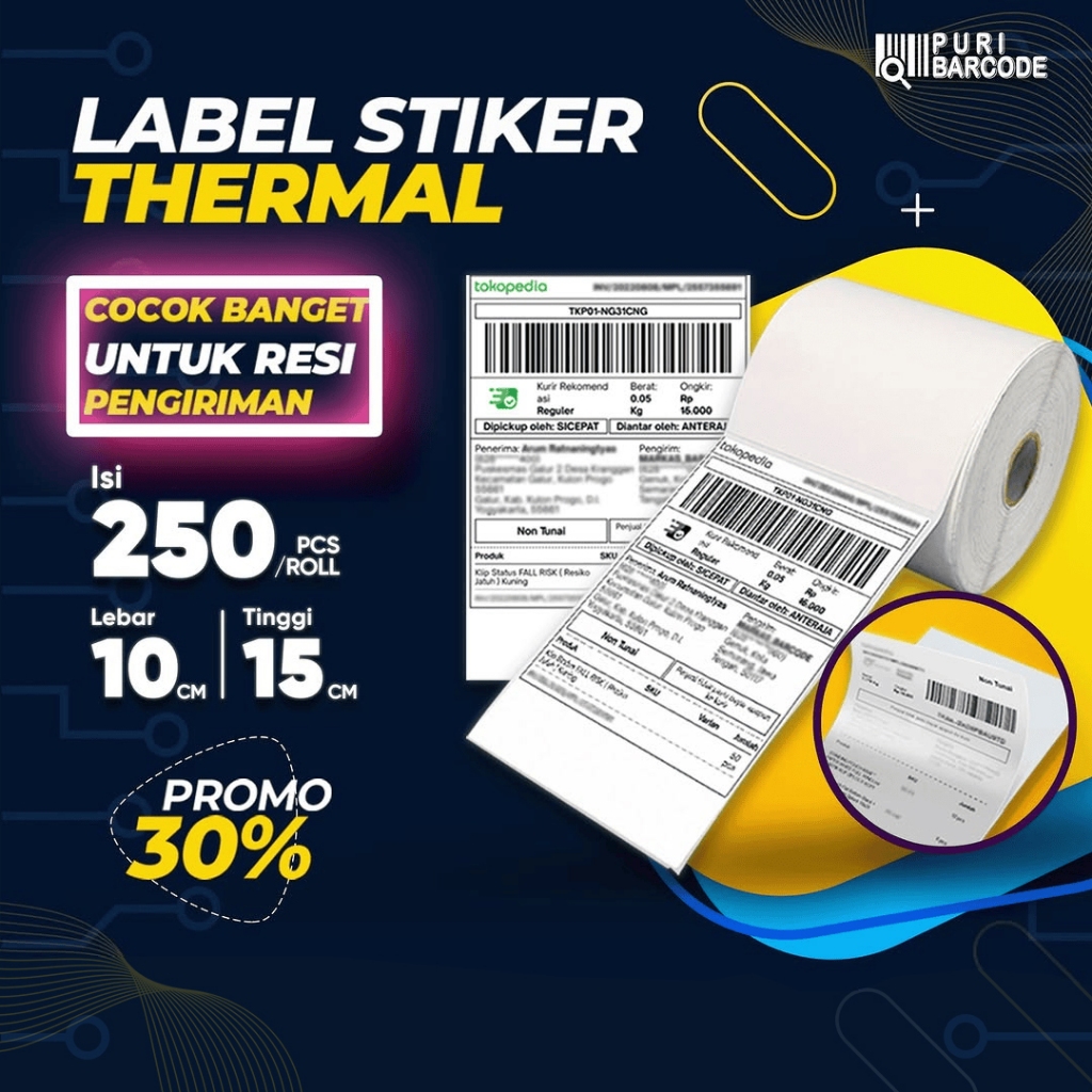 

LABEL THERMAL 100x150mm / LABEL RESI 4"x6" / LABEL PENGIRIMAN 4X6" IN