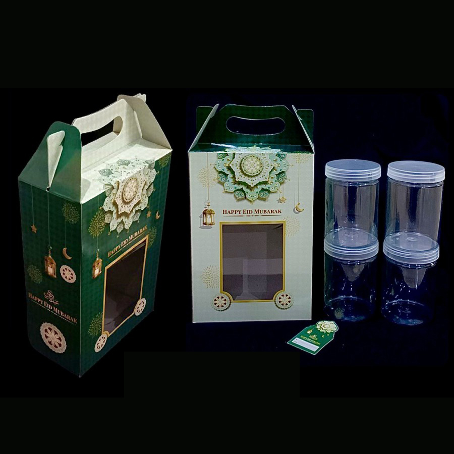 

( 10pcs ) Dus tenteng motif lebaran idul fitri box kue kering tas packaging isi 4 toples tabung 800ml