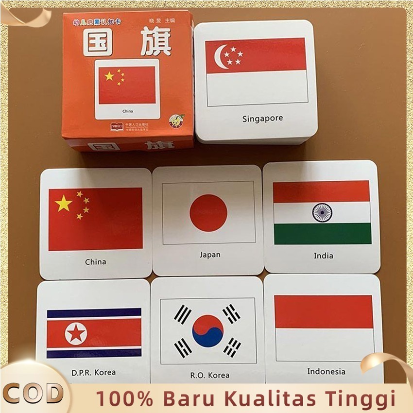 Terlaris Bendera Negara Country Flag Kartu Negara Dunia 44 Kartu Mainan Konsep Flashcard Bendera