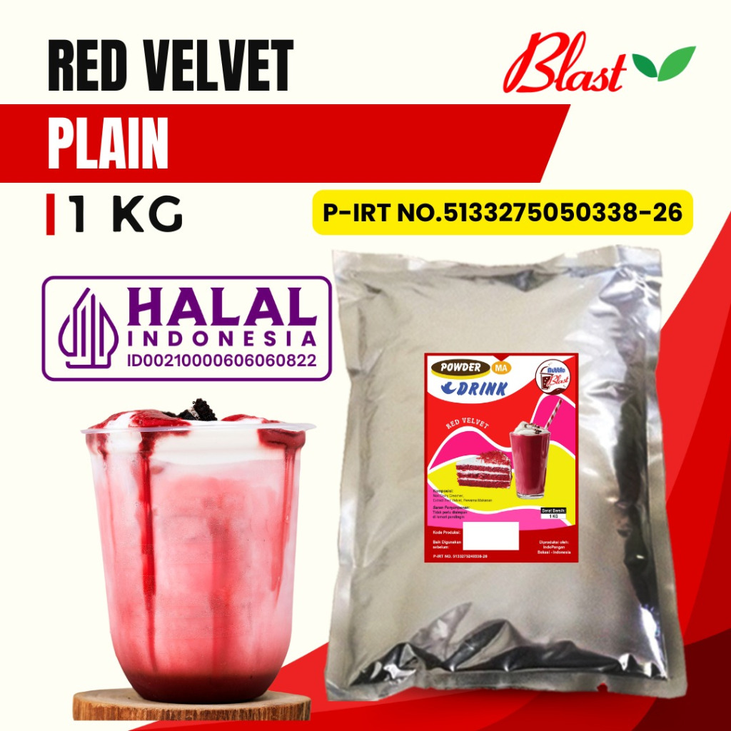 

Bubuk RED VELVET 1 KG - Bubuk Minuman Rasa Kue - Red Velvet Cake Powder Drink