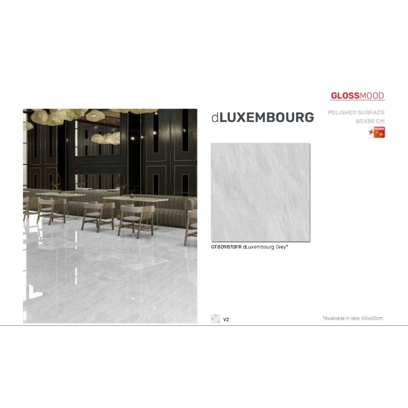 Roman Granit dLuxembourg Grey Ukuran 80x80 100×100 cm glossy gloss polished surface granit lantai di