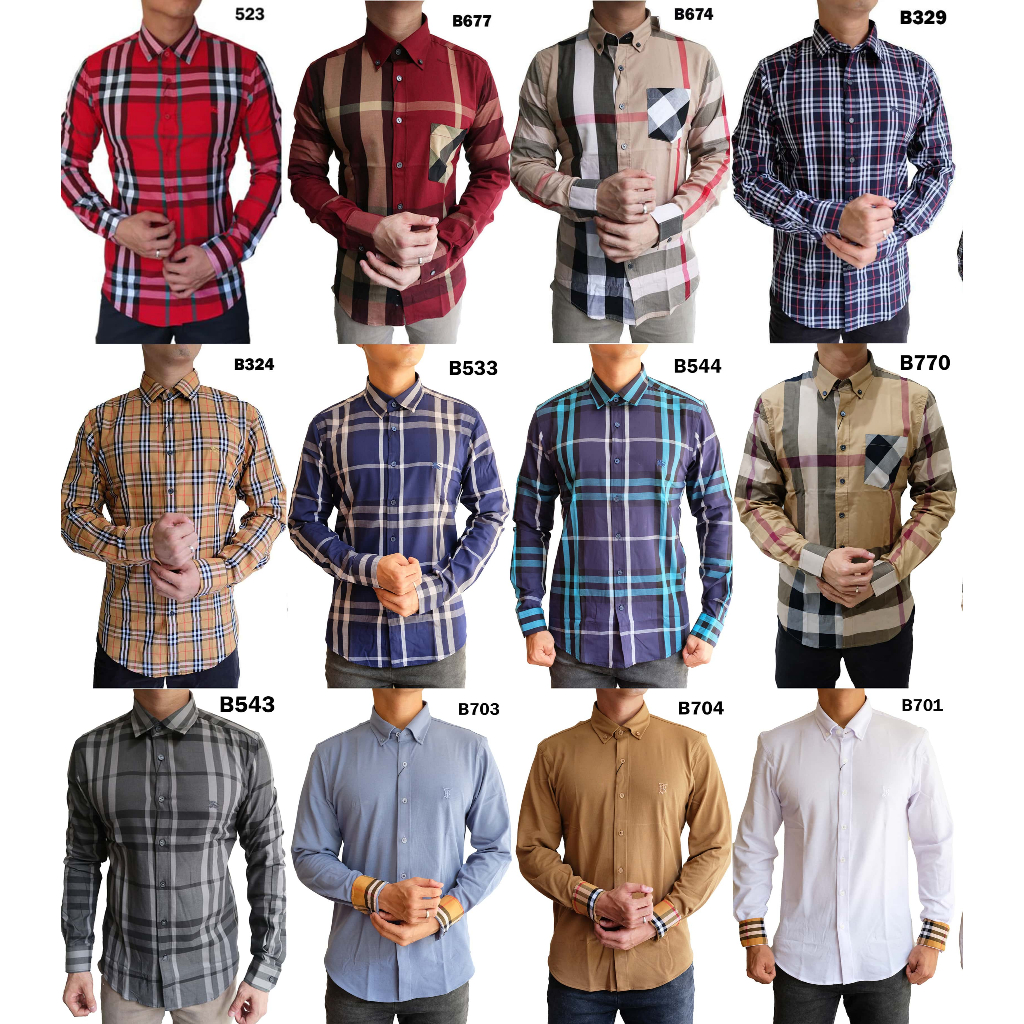 Kemeja Pria Formal Lengan Panjang Kotak Hem Baju Kerja Pakaian Kemejah Slim Fit Laki Laki Cowok