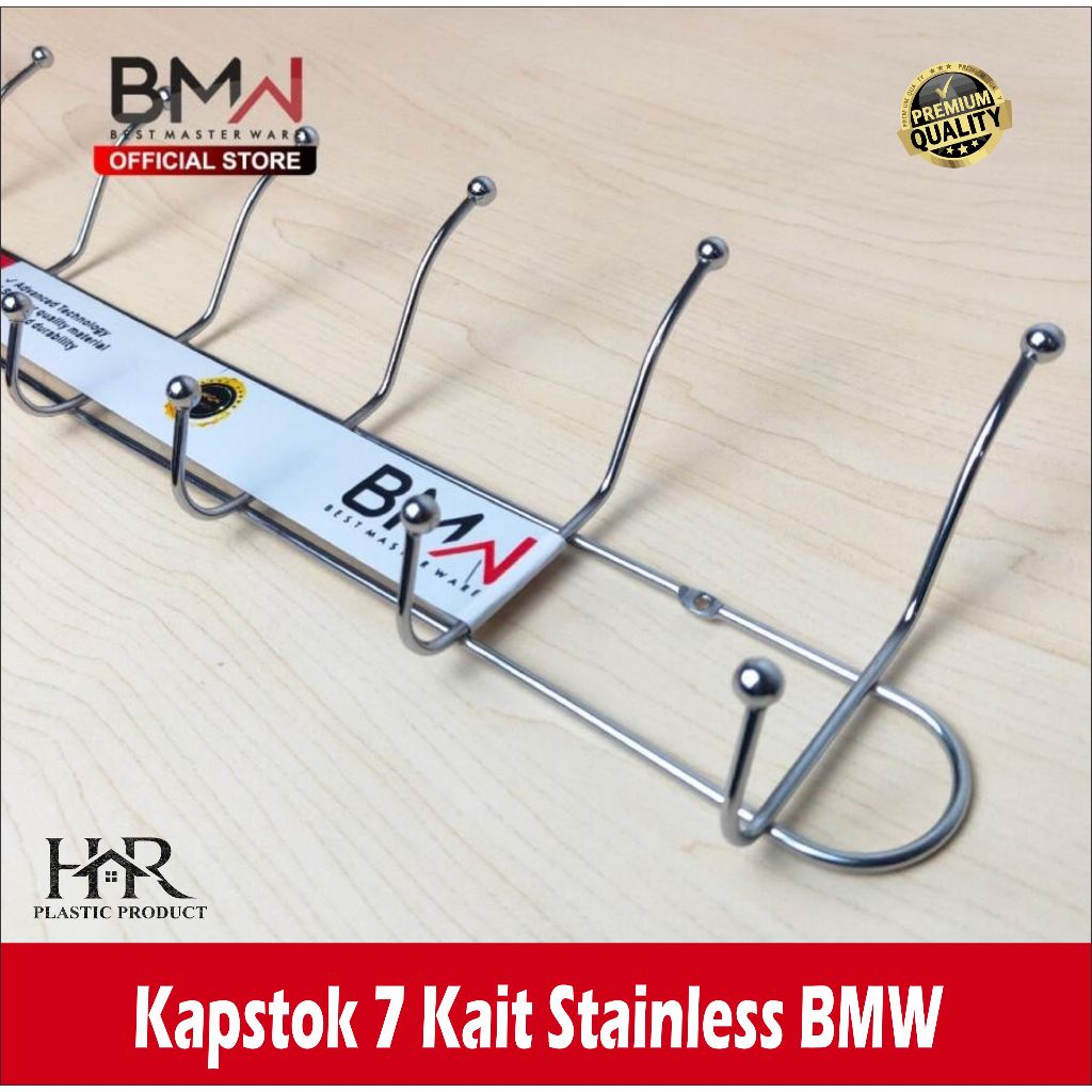 BMW Kitchen Ware - Gantungan Baju Dinding Kapstok 7 Kait Stainless - Besar/ BMW KAPSTOK JUMBO 7 MATA