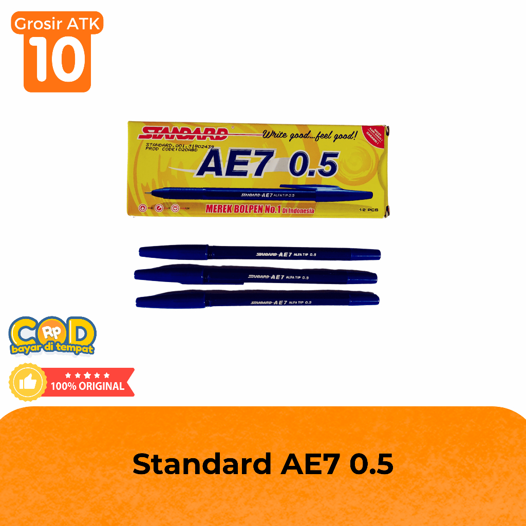 

(ISI 12 PCS) BALLPOINT/PULPEN STANDARD AE7 BIRU ORIGINAL