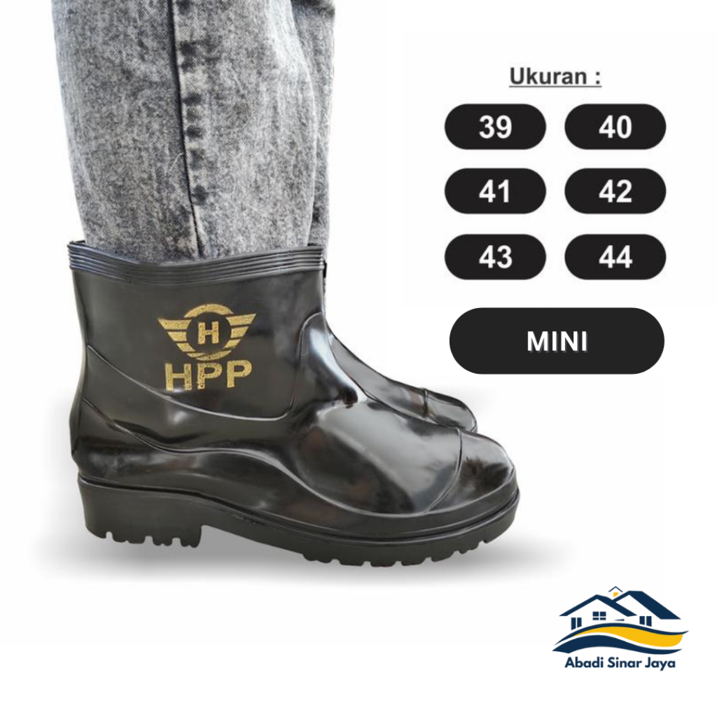 [ASJ] Sepatu Boot MINI / Sepatu Boots Karet Pendek Anti Slip / Boots Pria Waterproof Ringan Hitam HP