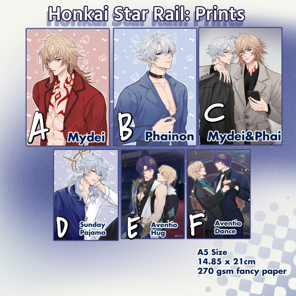 

Honkai Star Rail Artprints Blade Dan Heng renheng Sunday Aventurine Dr Ratio Aventio