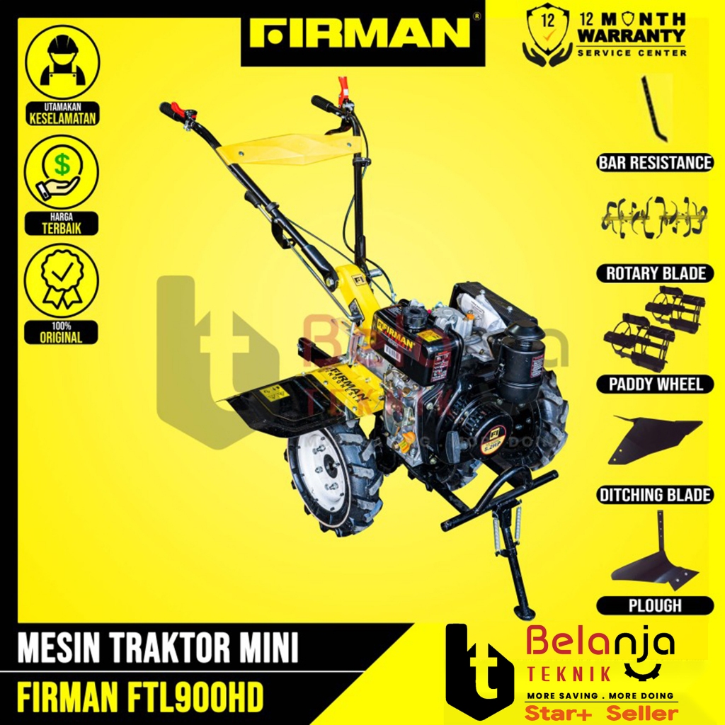 Firman Mesin Traktor Diesel FTL 900 HD Tiller Mini Bajak Sawah Kebun