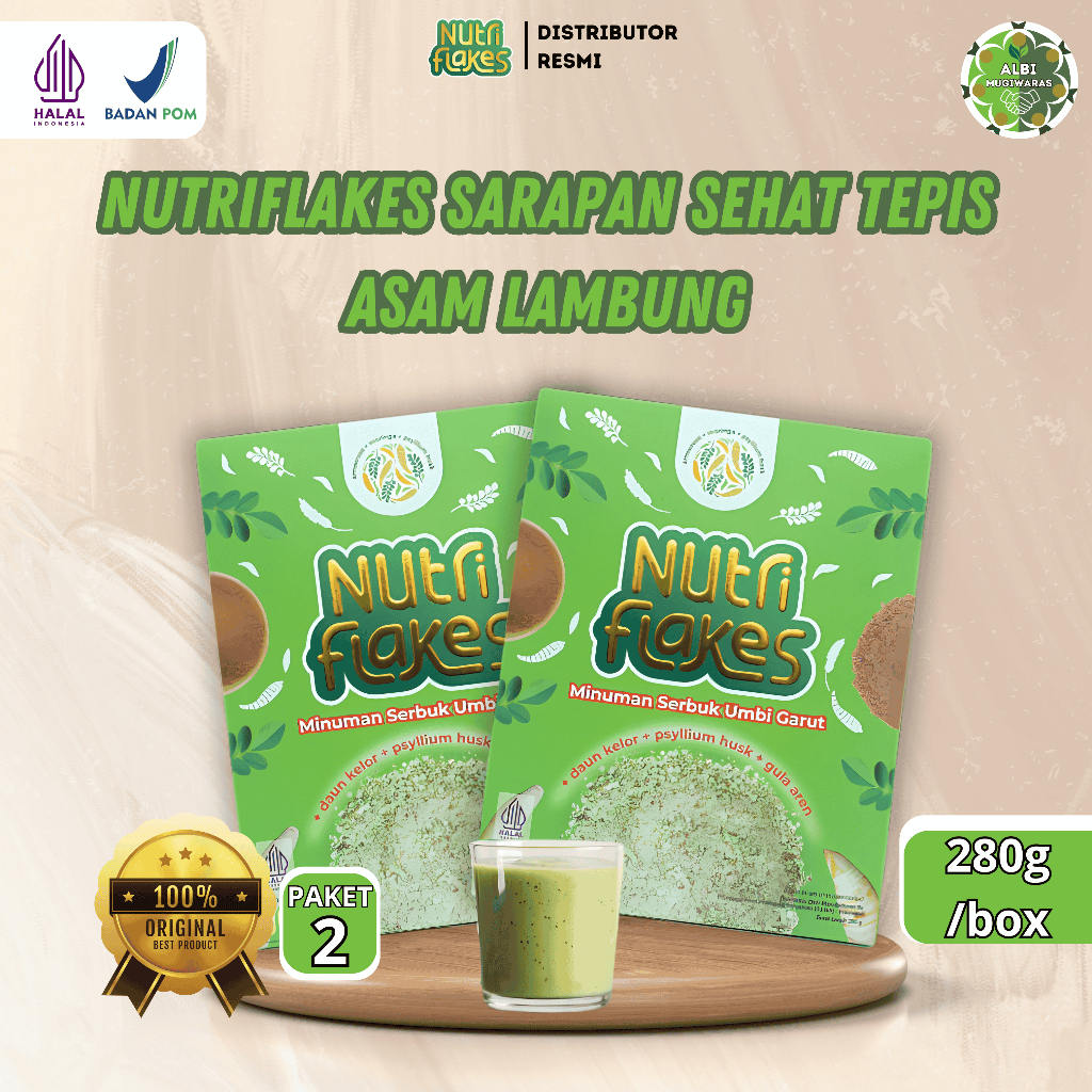 

NUTRIFLAKES 2 BOX ORIGINAL - Sarapan Sehat Murah Anti Asam Lambung Pastinya Halal Dan Multi manfaat