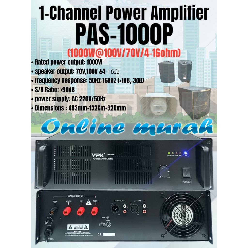 power amplifier vpk pas 1000p / pas1000p / pas1000 p 1000 watt 100v original
