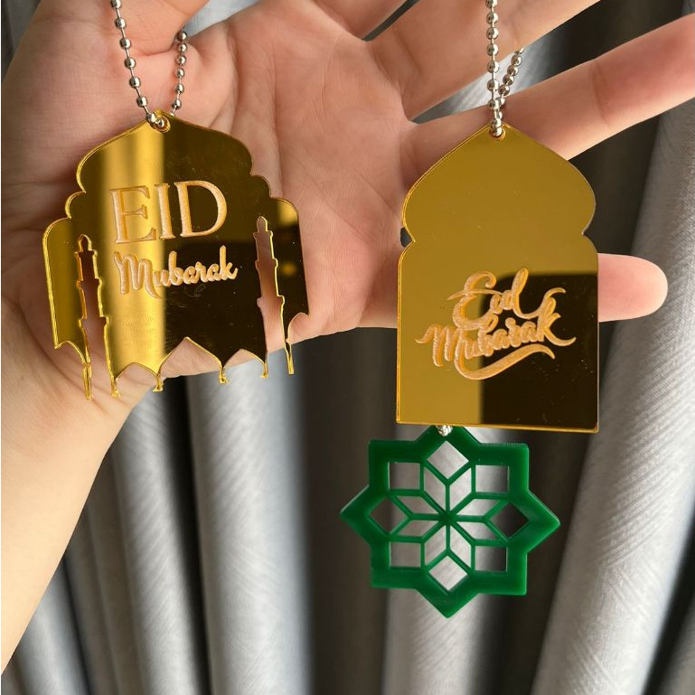 Hangtag Tag Ramadhan Lebaran Hampers Idul Fitri Akrilik Gold Hijau