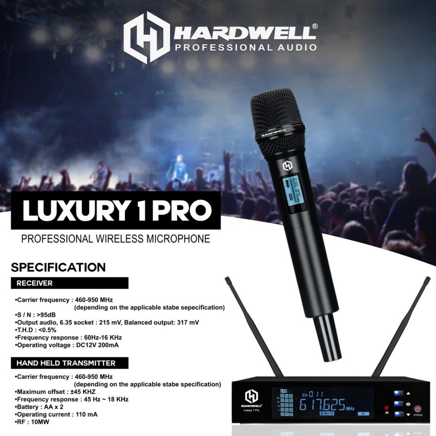 Mic Wireless Hardwell Luxury 1 Pro Professional Wireless Microphone Single Mic Hardwell LUXURY-1 PRO
