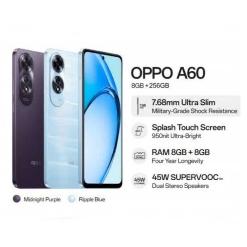 HP OPPO A60 8/256 GB - OPPO A 60 RAM 8GB ROM 256GB GARANSI RESMI