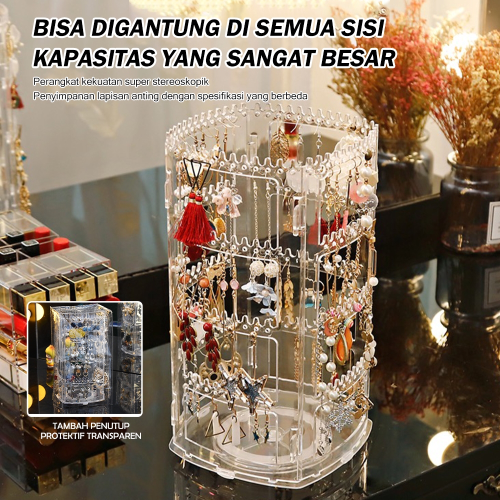 Penyimpanan Rak Anting Kalung Rak Putar Organizer TOP380