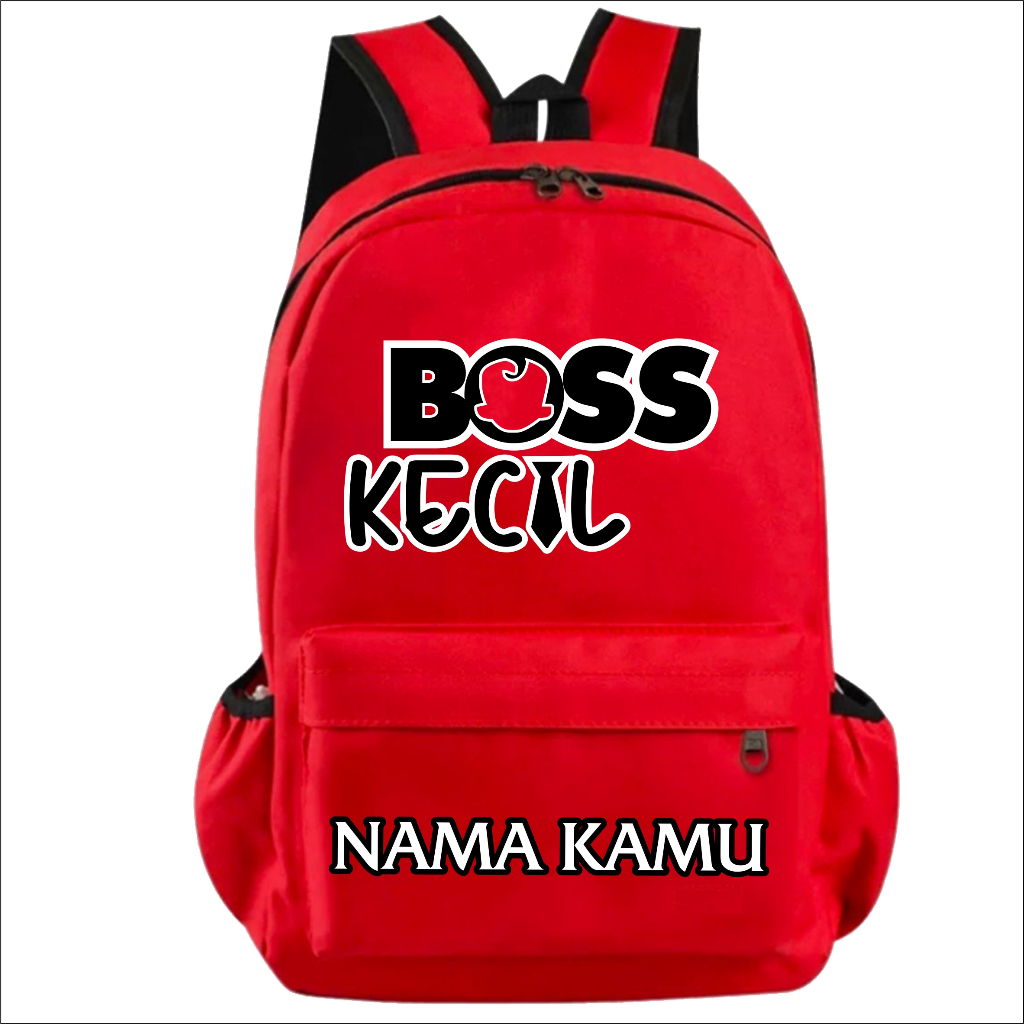 Tas Ransel Sekolah Anak  Aesthetic Motif Kata Boss Kecil Unisex