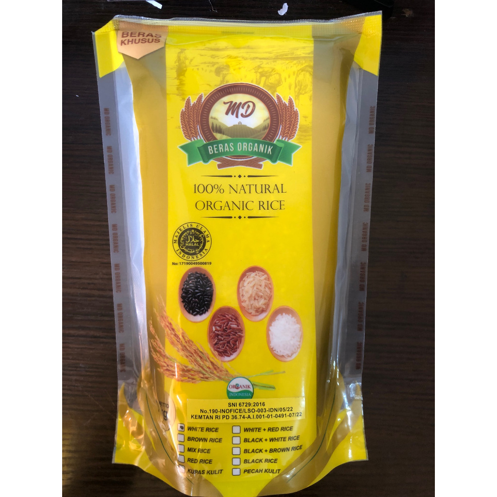 

Beras MD Organic white rice ciherang kemasan 1 Kg