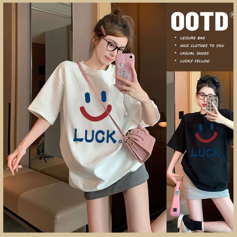 BASIQUE/Baju kaos oversize wanita ootd korea style/kaos putih wanita import/kaos atasan wanita terba