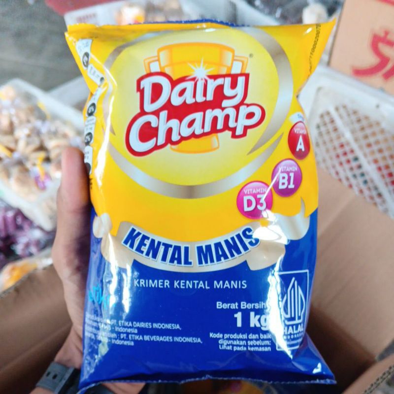 

[tobekasi] 1 dus isi 20 pcs SKM Dairy Champ Pouch 1kg Kental Manis Dairy Champ Kemasan 1kg 1000gr