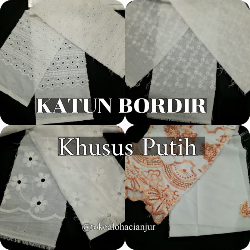 Kain katun bordir bolong premium-katbol/katun bolong-katun bordir- bordir pinggiran-kain mukena-kain