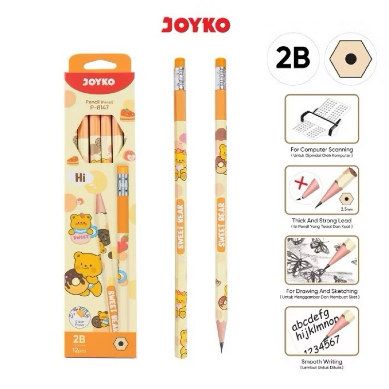 

Pencil Pensil Joyko P-8147 SWEET BEAR 2B 1 Box 12 Pcs